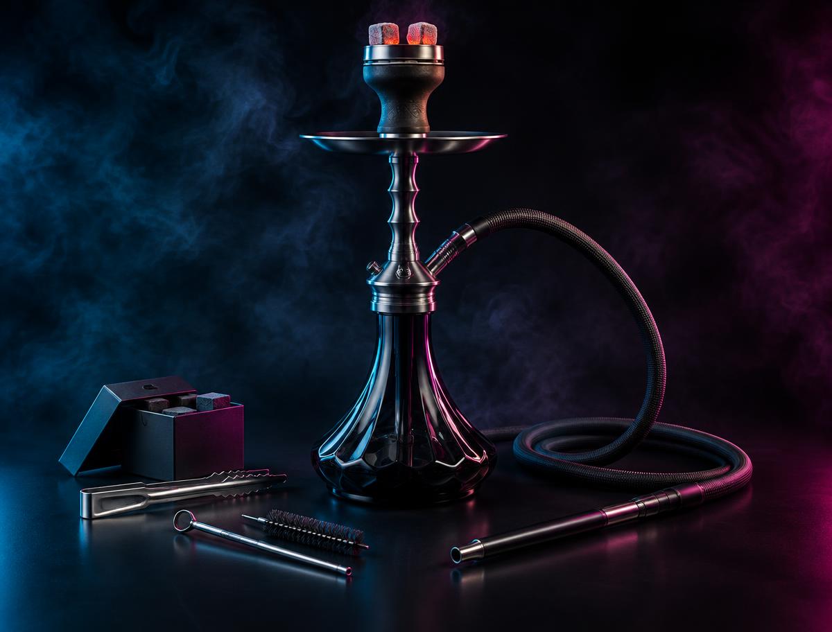 Hookah arranged in a premium dark studio setting